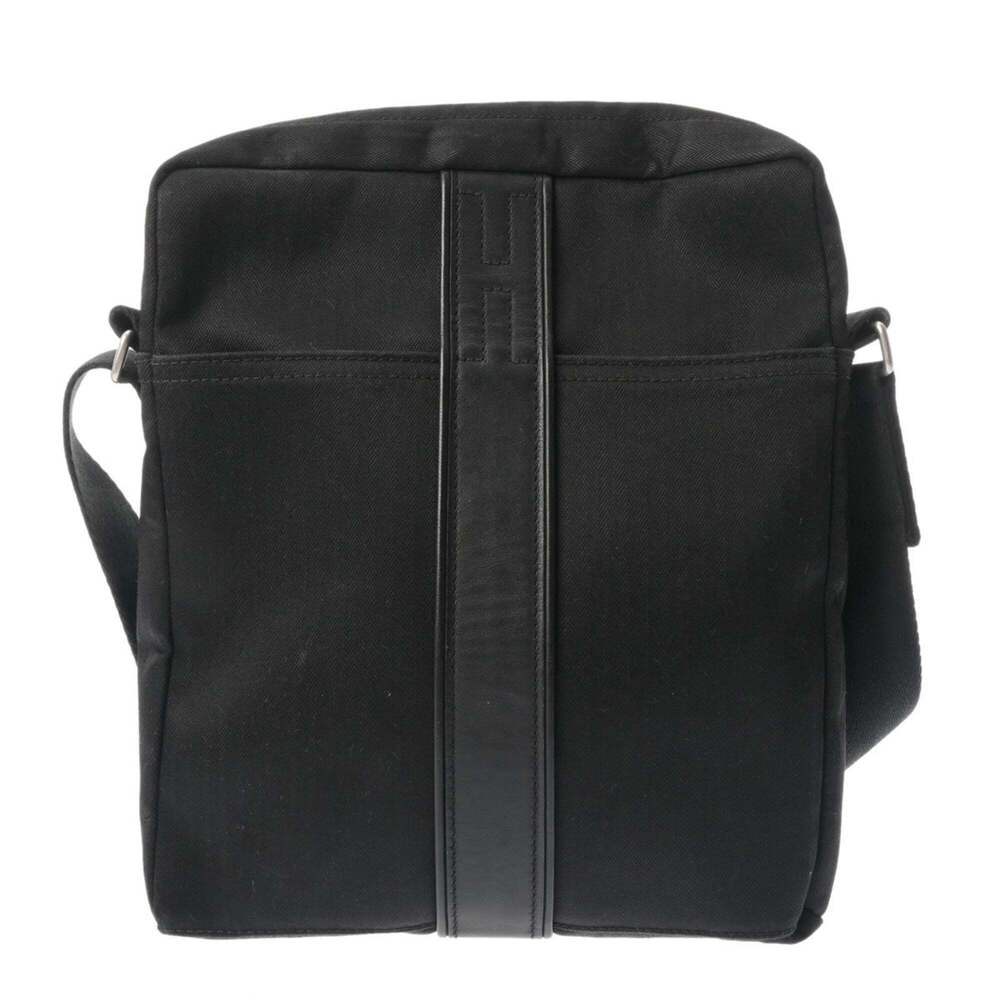 HERMES Acapulco Pochette Bandoulière MM Black Men's/Women's Toile Chevron Vea... - Picture 2 of 11